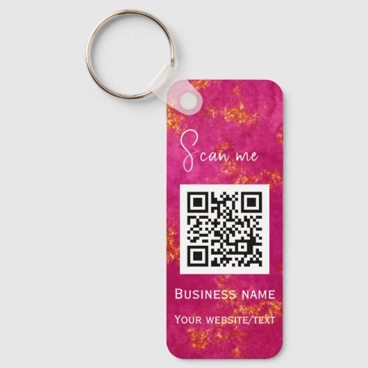 Porte-clés Code QR - Logo professionnel Rose (Recto)
