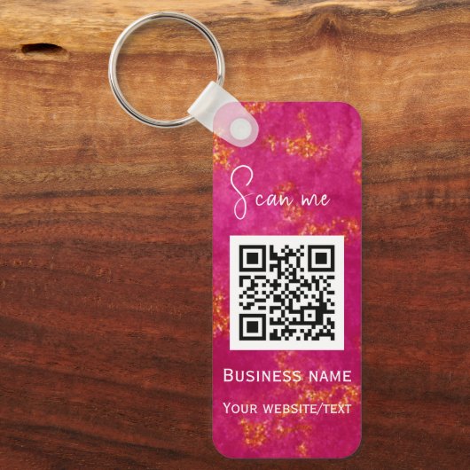 Porte-clés Code QR - Logo professionnel Rose (Recto)