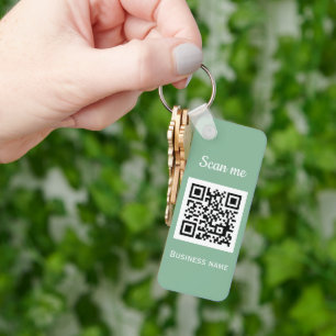 Porte-clés Code QR Logo Professionnel Sage Green