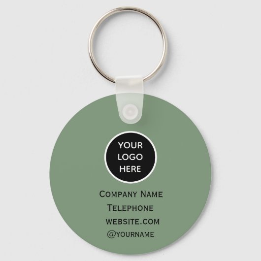 Porte-clés Code QR Logo Professionnel Sage Green (Verso)