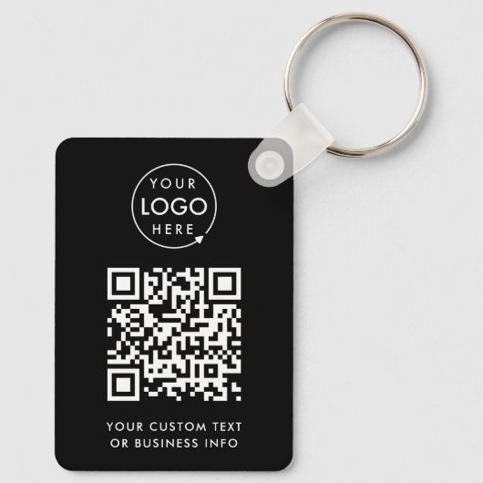Porte-clés Code QR | Logo Professionnel Simple Noir (Verso)