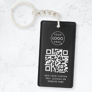 Porte-clés Code QR Logo Professionnel Simple Noir