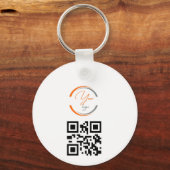 Porte-clés Code QR Logo Simple Entreprise Blanc (Recto)