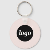 Porte-clés Code QR Logo Simple Entreprise Rose Pâle (Recto)