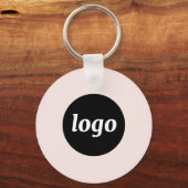 Porte-clés Code QR Logo Simple Entreprise Rose Pâle (Recto)