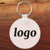 Porte-clés Code QR Logo Simple Entreprise Rose Pâle (Recto)