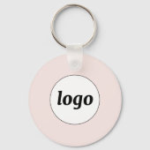 Porte-clés Code QR Logo Simple Entreprise Rose Pâle (Recto)