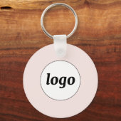 Porte-clés Code QR Logo Simple Entreprise Rose Pâle (Recto)