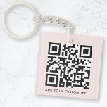 Porte-clés Code QR Minimaliste Texte personnalisé simple rose<br><div class="desc">Un simple modèle de code QR rose vif personnalisé dans un style minimaliste moderne qui peut être facilement mis à jour avec votre code QR et votre texte personnalisé,  par exemple,  scannez-moi vers...  #QRcode #porte - clé #business</div>