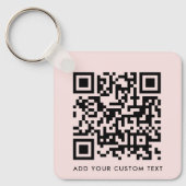 Porte-clés Code QR Minimaliste Texte personnalisé simple rose (Recto)