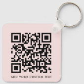 Porte-clés Code QR Minimaliste Texte personnalisé simple rose (Dos)
