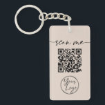 Porte-clés Code QR moderne élégant Tan Porte - clé<br><div class="desc">Faites la promotion de votre entreprise avec ce porte - clé de code QR de calligraphie minimaliste moderne. Customisez-le avec votre code QR et votre logo ou cliquez sur "customiser plus loin" pour modifier la couleur arrière - plan afin de correspondre au jeu de couleurs de votre entreprise.</div>