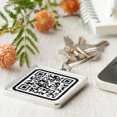 Porte-clés Code QR moderne modifiable | Blanc noir ou toute c (Côté)