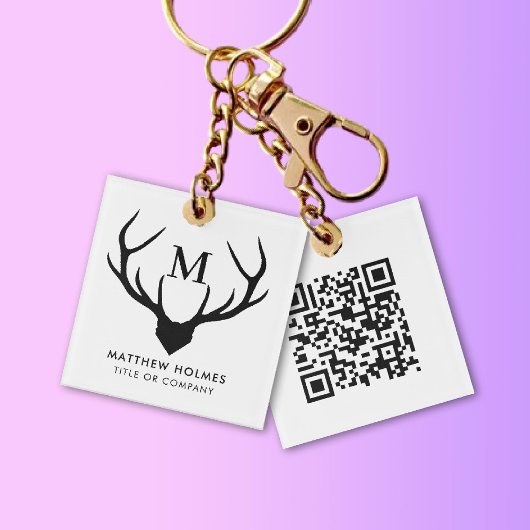 Porte-clés Code QR moderne Monogramme Balayer moi Professionn