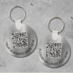 Porte-clés Code QR moderne promotion Argent<br><div class="desc">Porte - clé promotionnel moderne et simple pour votre entreprise ou organisation avec un faux arrière - plan métallique en argent brossé. Ajoutez votre code ou logo QR et deux lignes de texte customisé,  comme votre nom d'entreprise,  votre slogan,  merci,  etc.</div>