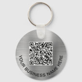 Porte-clés Code QR Moderne Promotionnel Argenté (Recto)