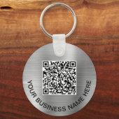 Porte-clés Code QR Moderne Promotionnel Argenté (Recto)
