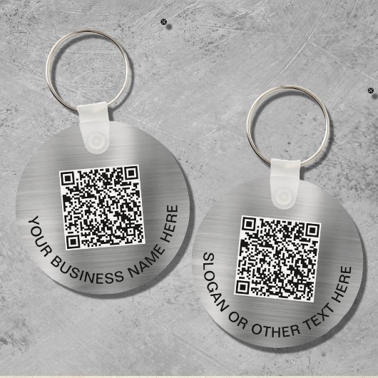 Porte-clés Code QR Moderne Promotionnel Argenté