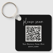 Porte-clés Code QR moderne simple avec Logo Retour | Noir (Recto)