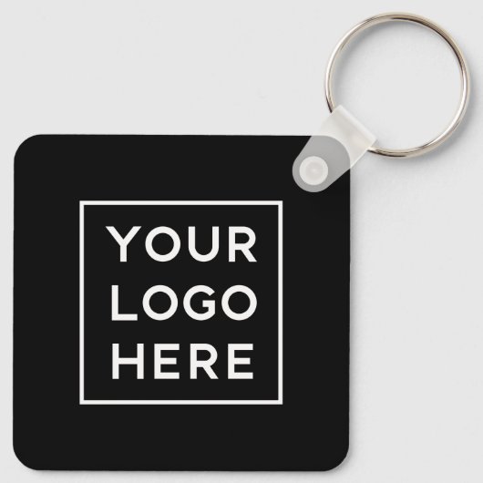 Porte-clés Code QR moderne simple avec Logo Retour | Noir (Dos)