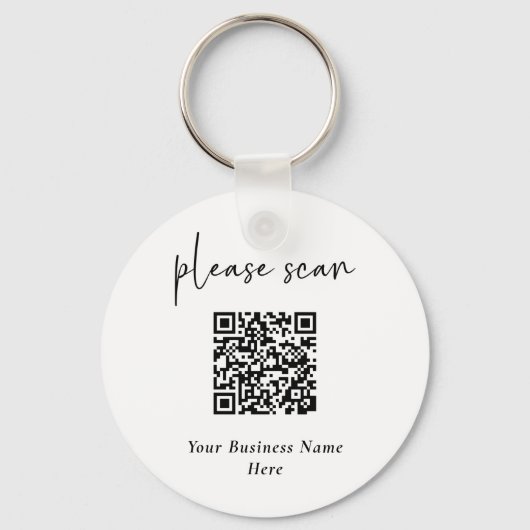 Porte-clés Code QR moderne simple avec nom commercial (Recto)