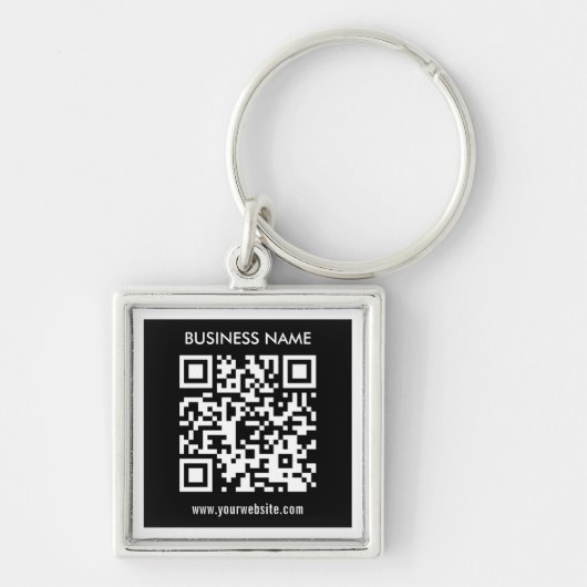 Porte-clés Code QR modifiable (généré instantanément) | Noir (Devant)