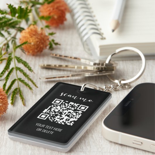 Porte-clés Code QR noir et blanc simple (Devant droit)