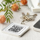 Porte-clés Code QR numérisable modifiable + votre nom d'entre (Côté)
