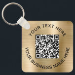Porte-clés Code QR - Or promotionnel<br><div class="desc">Porte - clé de promotion moderne pour votre entreprise ou organisation avec un arrière - plan en or brossé faux métallique. Ajoutez votre code ou logo QR et deux lignes de texte,  comme le nom de votre entreprise,  le slogan,  merci ou laissez vide.</div>