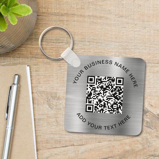 Porte-clés Code QR ou logo promotionnel Argent