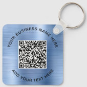 Porte-clés Code QR ou logo promotionnel bleu (Dos)