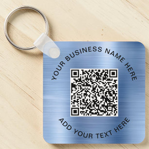 Porte-clés Code QR ou logo promotionnel bleu