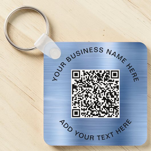 Porte-clés Code QR ou Logo Promotionnel Bleu