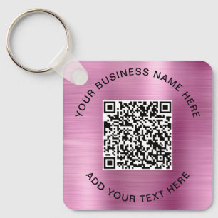 Porte-clés Code QR ou logo promotionnel rose