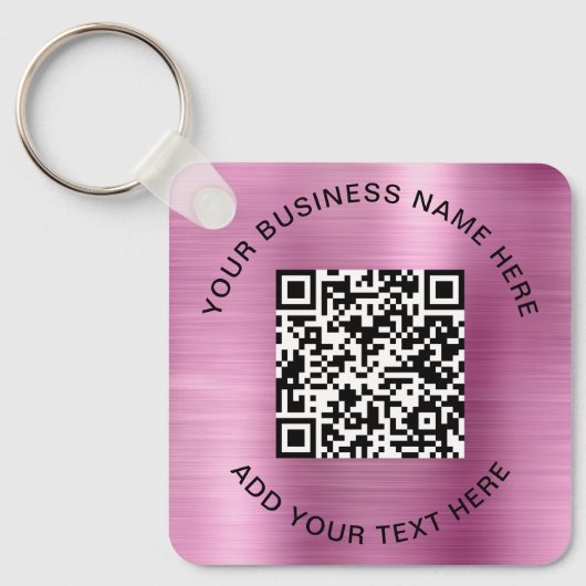 Porte-clés Code QR ou logo promotionnel rose (Recto)