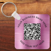 Porte-clés Code QR ou logo promotionnel rose (Recto)