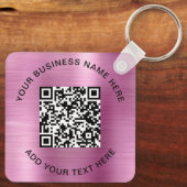 Porte-clés Code QR ou logo promotionnel rose (Verso)