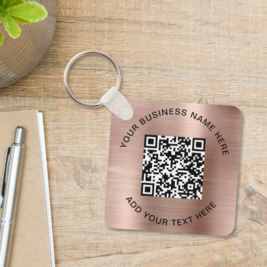 Porte-clés Code QR ou logo promotionnel Rose Gold