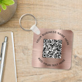 Porte-clés Code QR ou logo promotionnel Rose Gold