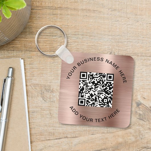 Porte-clés Code QR ou logo promotionnel Rose Gold