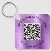 Porte-clés Code QR ou logo promotionnel violet (Recto)