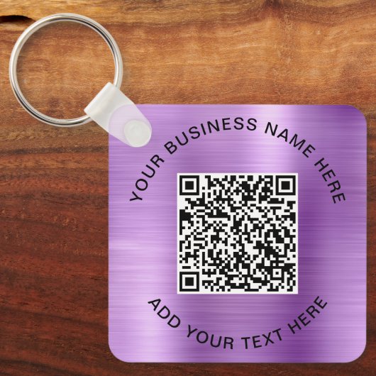 Porte-clés Code QR ou logo promotionnel violet (Recto)