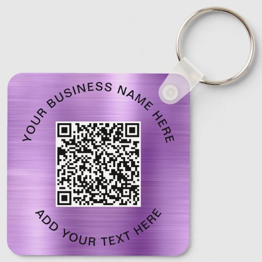Porte-clés Code QR ou logo promotionnel violet (Dos)