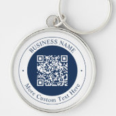 Porte-clés Code QR personnalisable & Texte | Bleu marine fonc (Devant)