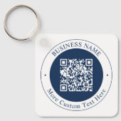 Porte-clés Code QR personnalisable & Texte | Bleu marine fonc (Recto)