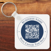 Porte-clés Code QR personnalisable & Texte | Bleu marine fonc (Recto)