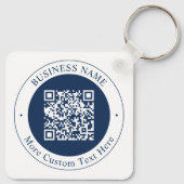 Porte-clés Code QR personnalisable & Texte | Bleu marine fonc (Dos)
