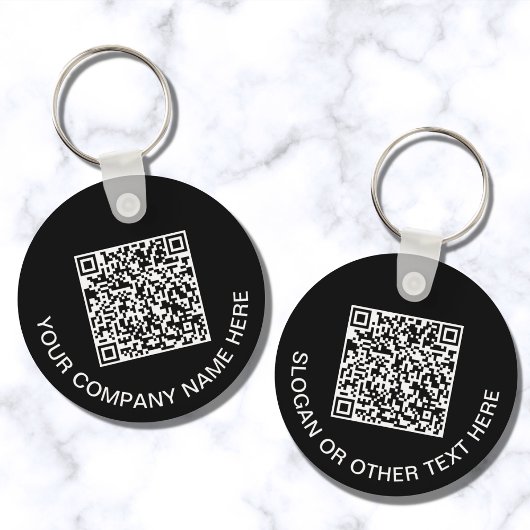 Porte-clés Code QR personnalisé - Noir promotionnel