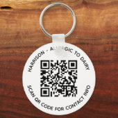 Porte-clés Code QR personnalisé nom texte contact information (Verso)