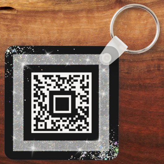 Porte-clés Code QR personnalisé Parties scintillant holograph (Verso)